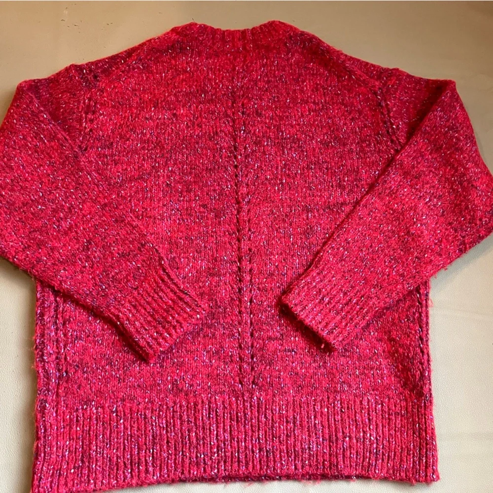 J.Crew Red Marled Alpaca Wool Blend Crewneck Sweater XS Curved Hem